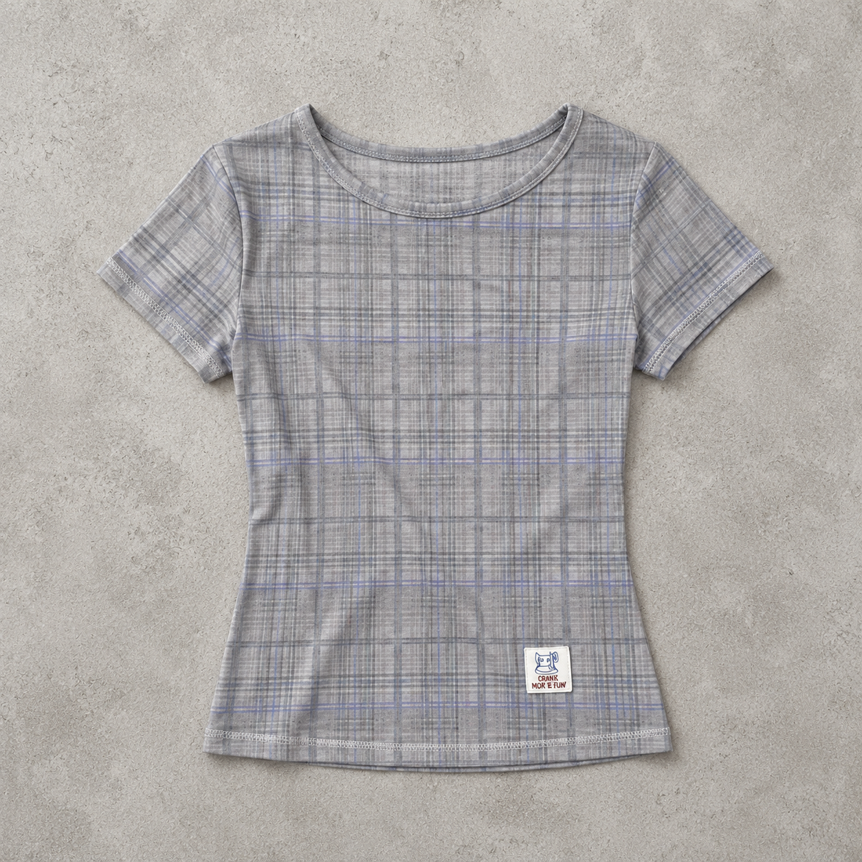グレーチェックシアーフィット半袖Tシャツ   SE-004