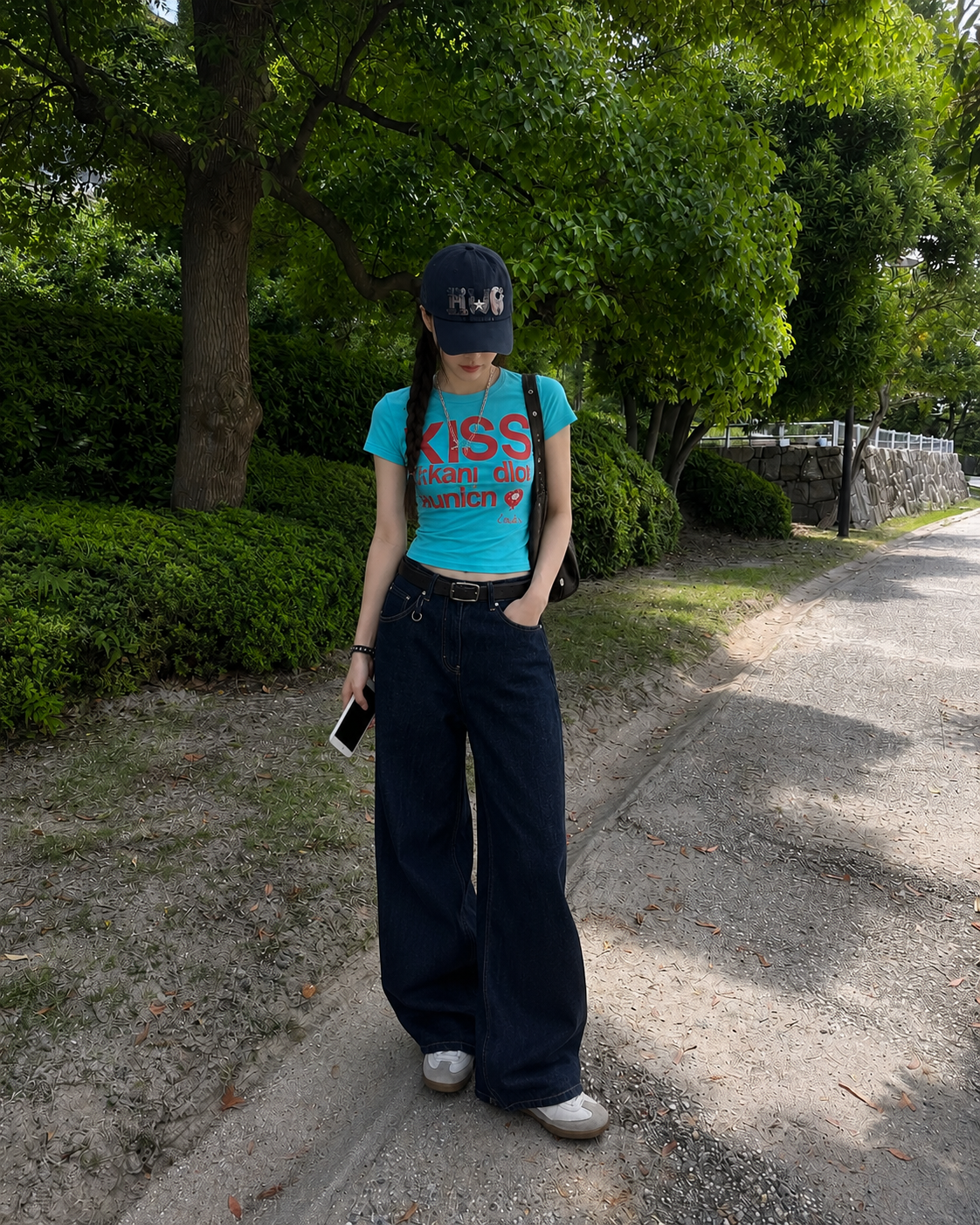 インディゴルーズストレートデニムパンツ  YZ-003