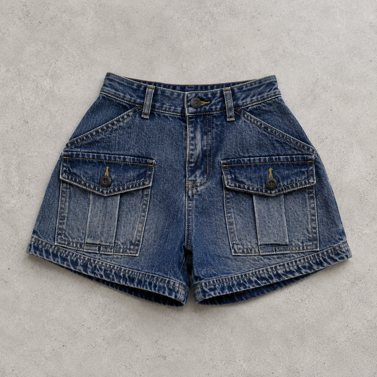 ウォッシュ加工カーゴデニムショートパンツ　  SE-003