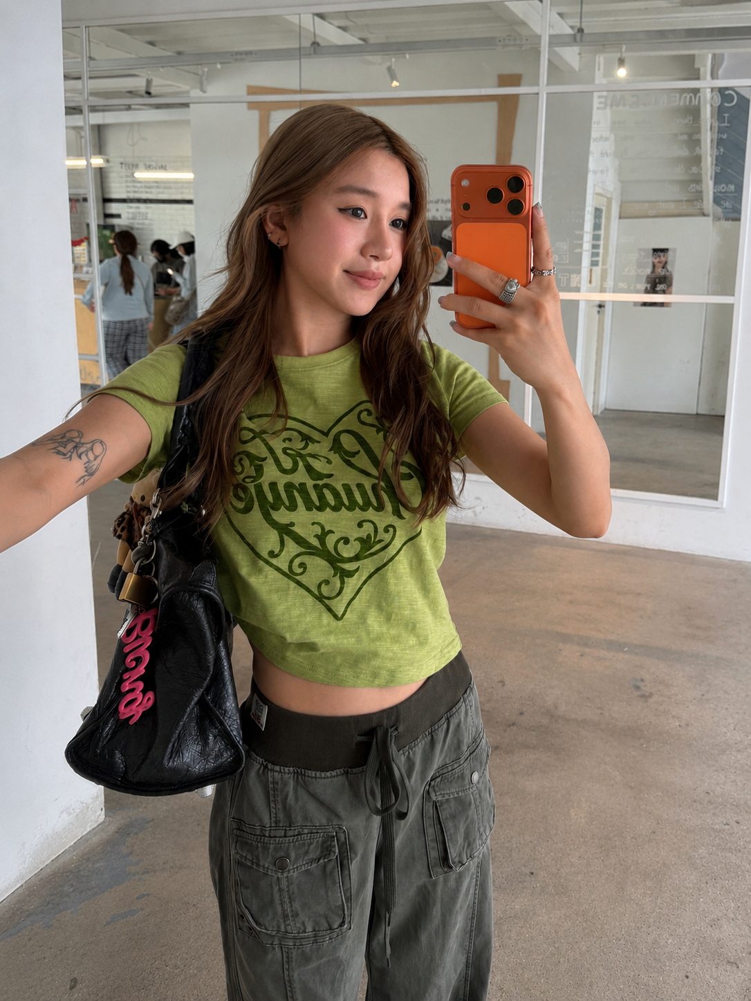 ハートプリントコットンクロップTシャツ N1282