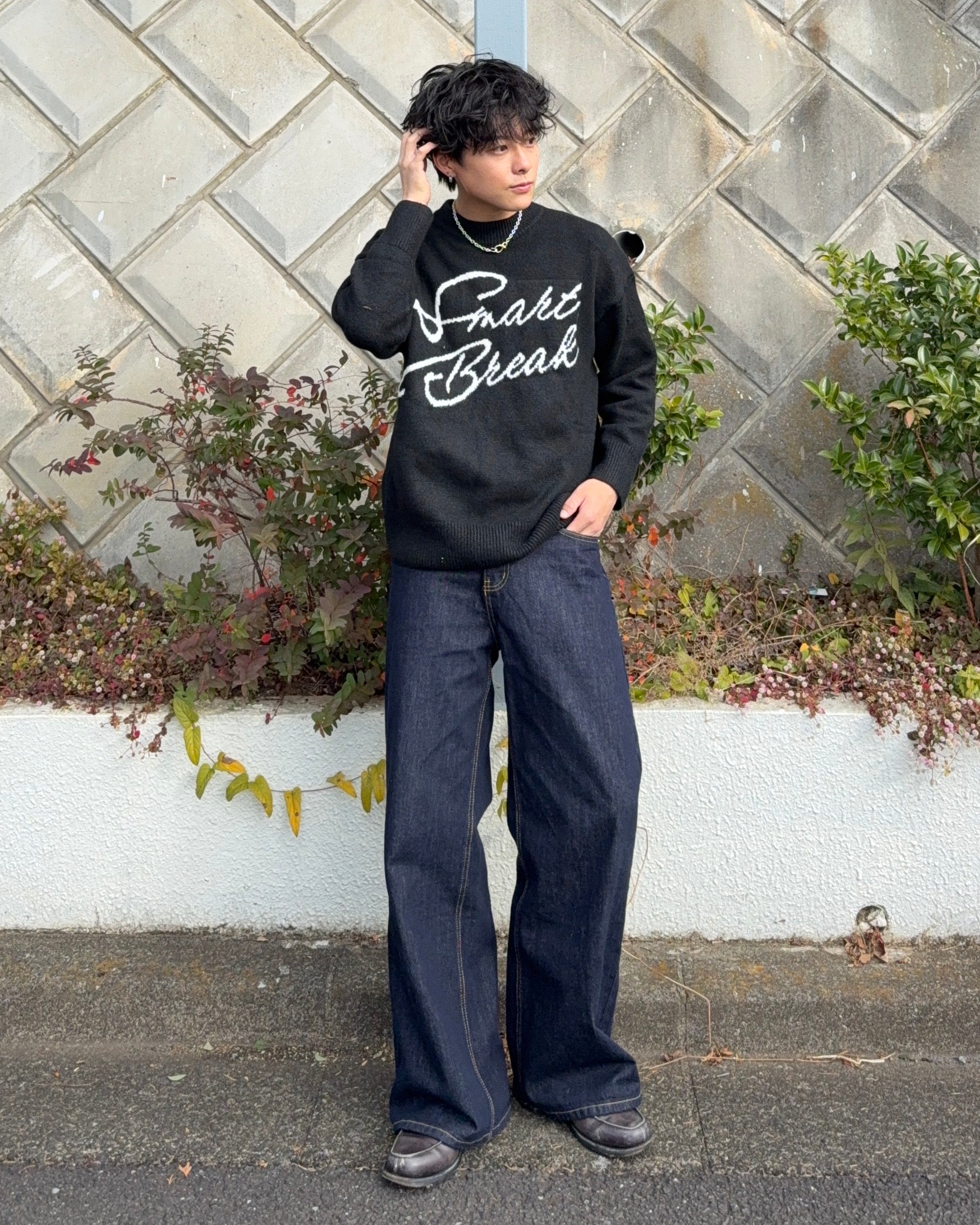 ゴシックレタリングルーズニット KO-007