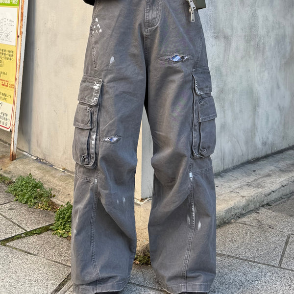スプラッシュウォッシュパッチワイドカーゴパンツ KO-006