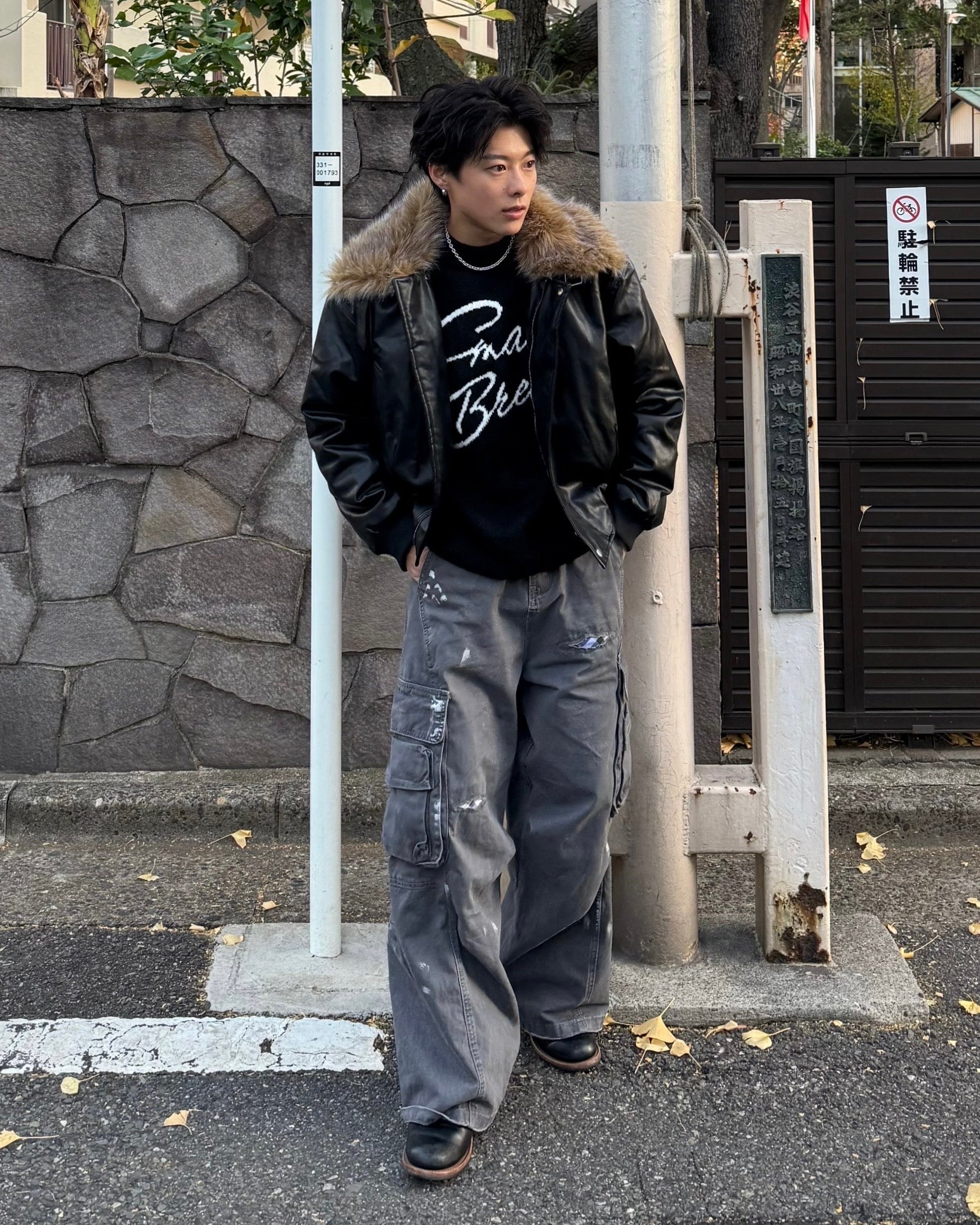 スプラッシュウォッシュパッチワイドカーゴパンツ KO-006