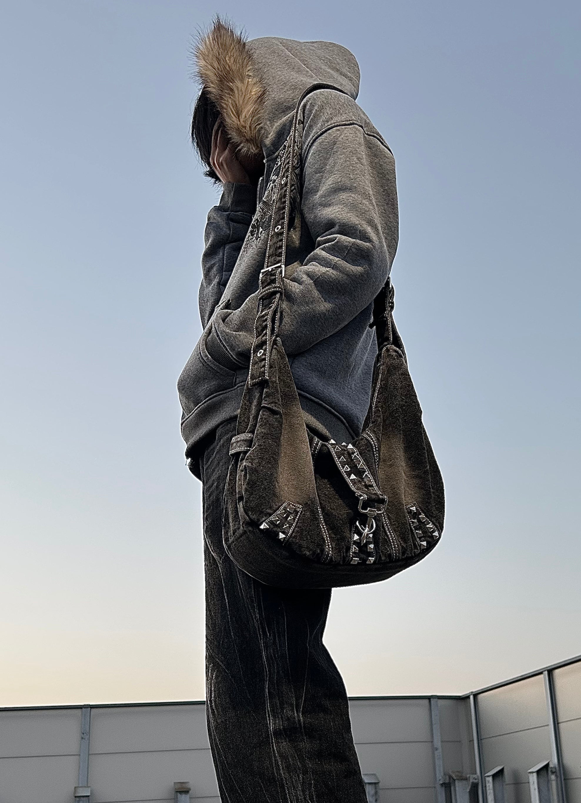 ヴィンテージデニム スタッズワンショルダーバッグ　BDW003