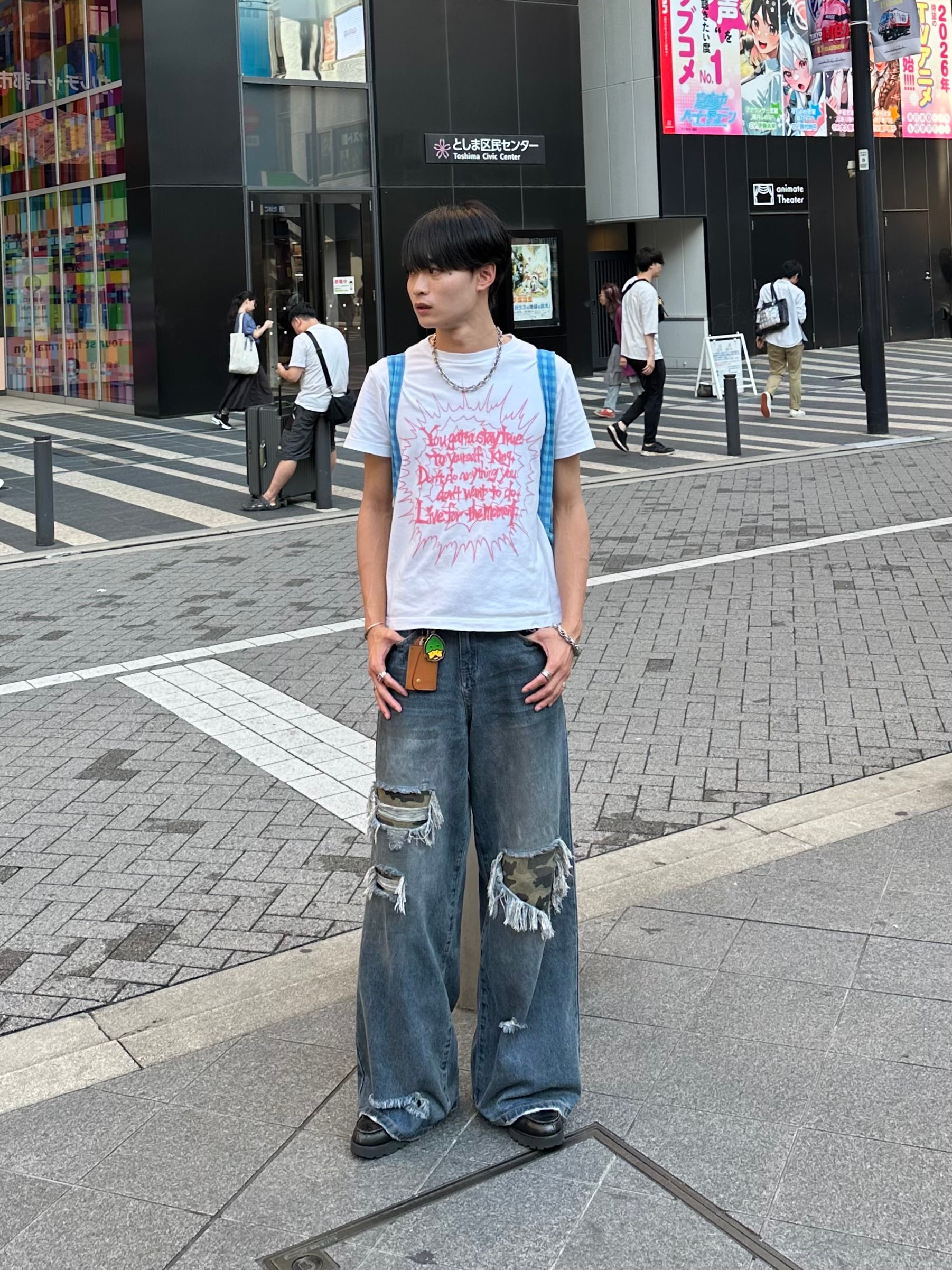 極美品 45R デニム ワイド ベイカー パンツ 1 ダメージ リペア 極美品 45R デニム ワイド ベイカー パンツ 1 ダメージ リペア