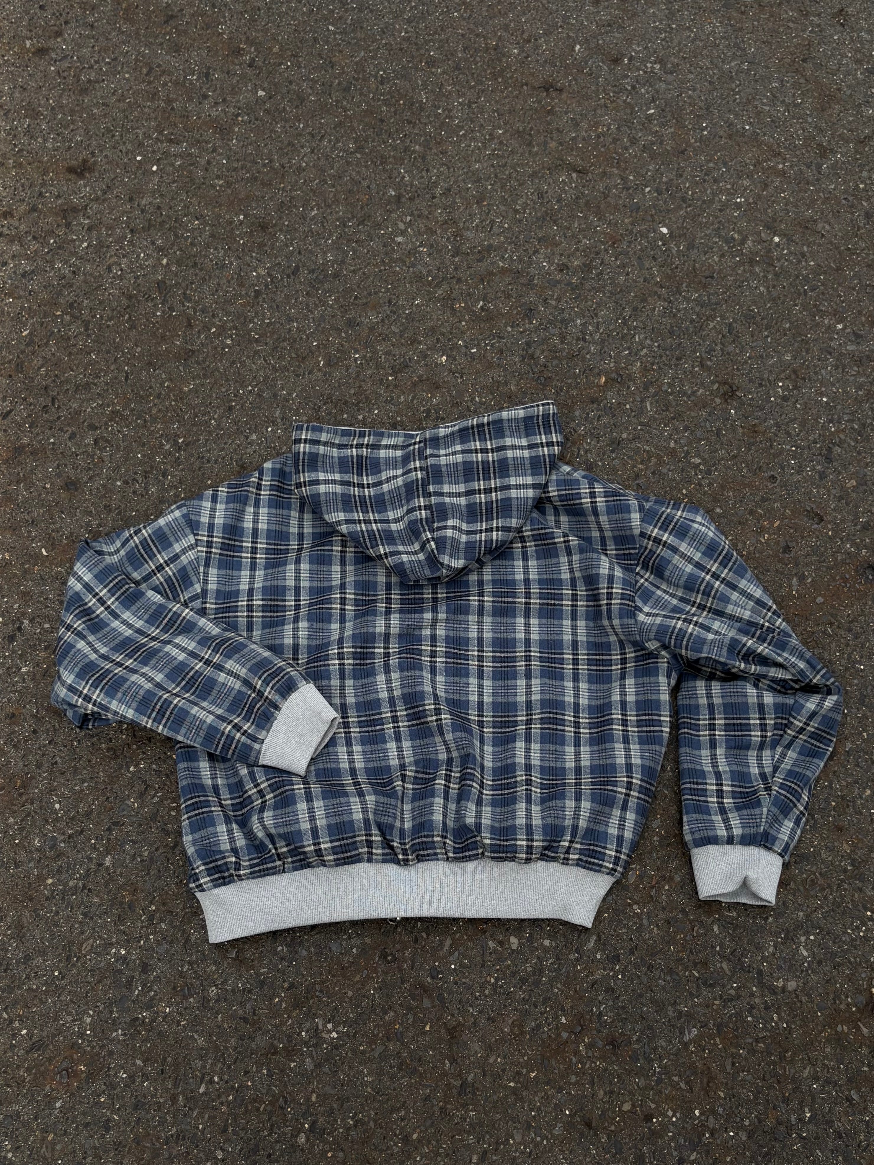 リバーシブル・チェック＆ソリッドジップアップフーディー HR005