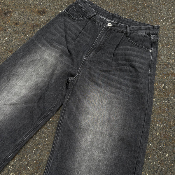 ウォッシュドブラックバギーデニム HR011