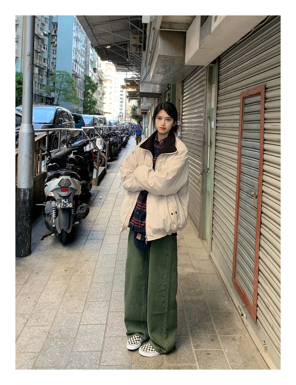 スタンドカラー厚手裏地フリースジャケット N327