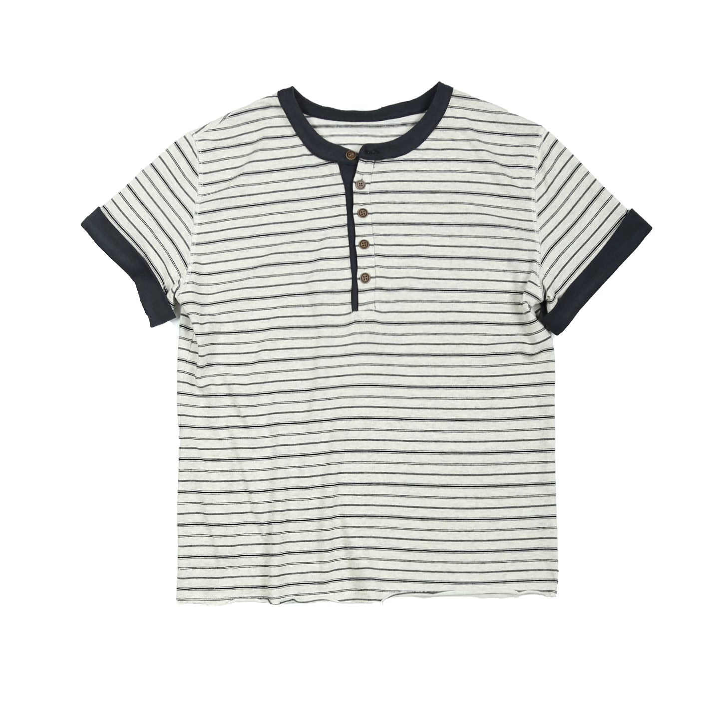 配色ボーダーヘンリーネックTシャツ MEN-015