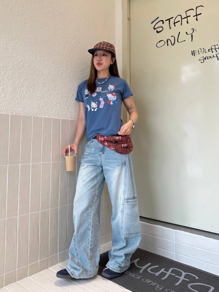 ウォッシュ加工デニムパンツ    N518