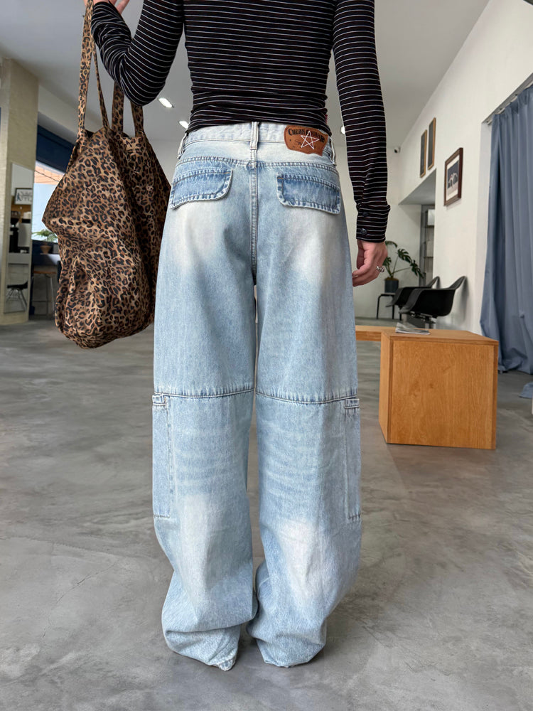 ウォッシュ加工デニムパンツ    N518