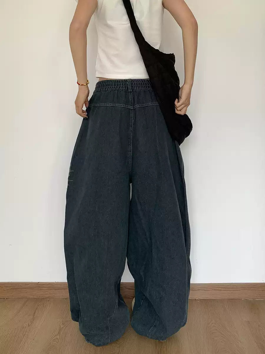 ウエストゴムワイドデニムパンツ    N416