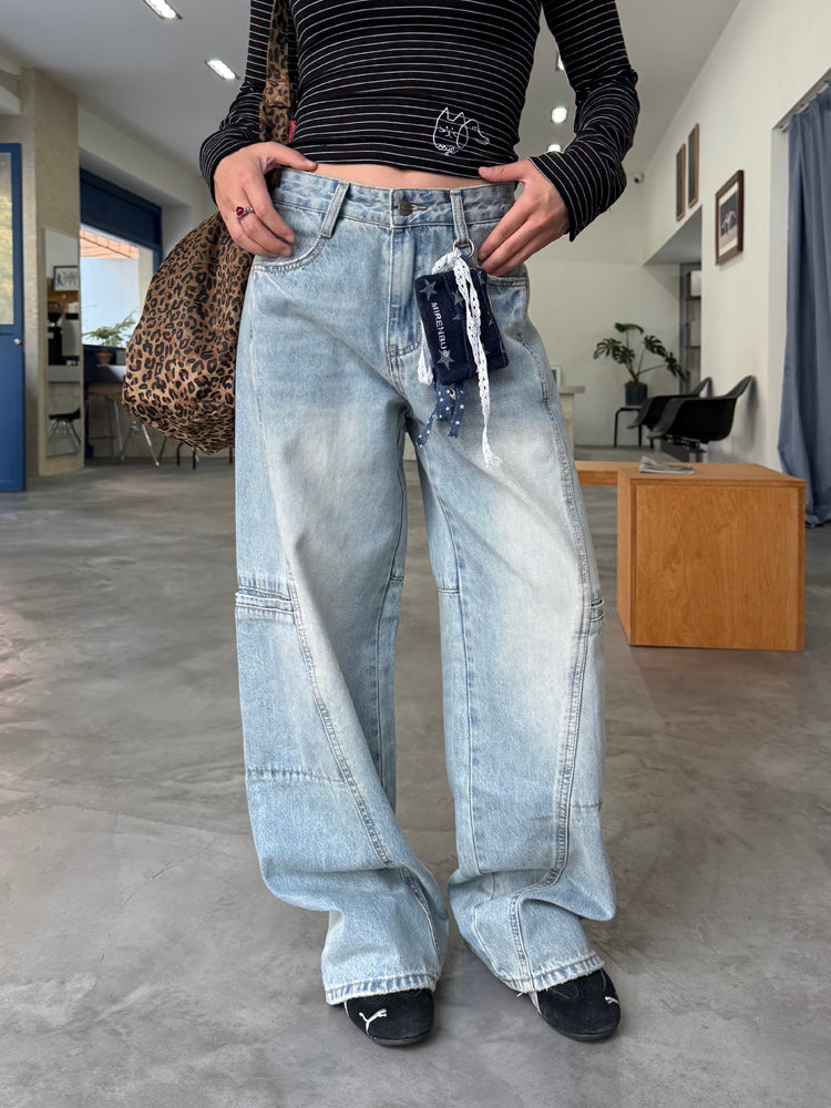 ウォッシュ加工デニムパンツ    N518