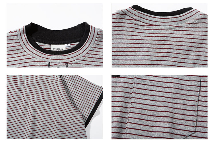 フェイクツーピースボーダーＴシャツ    N391