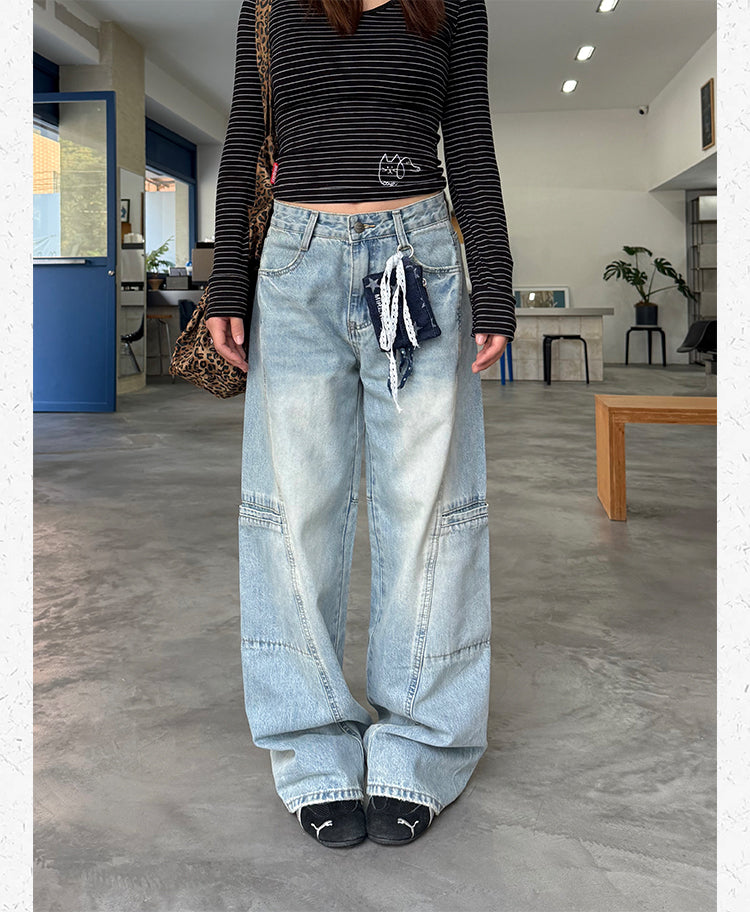 ウォッシュ加工デニムパンツ    N518