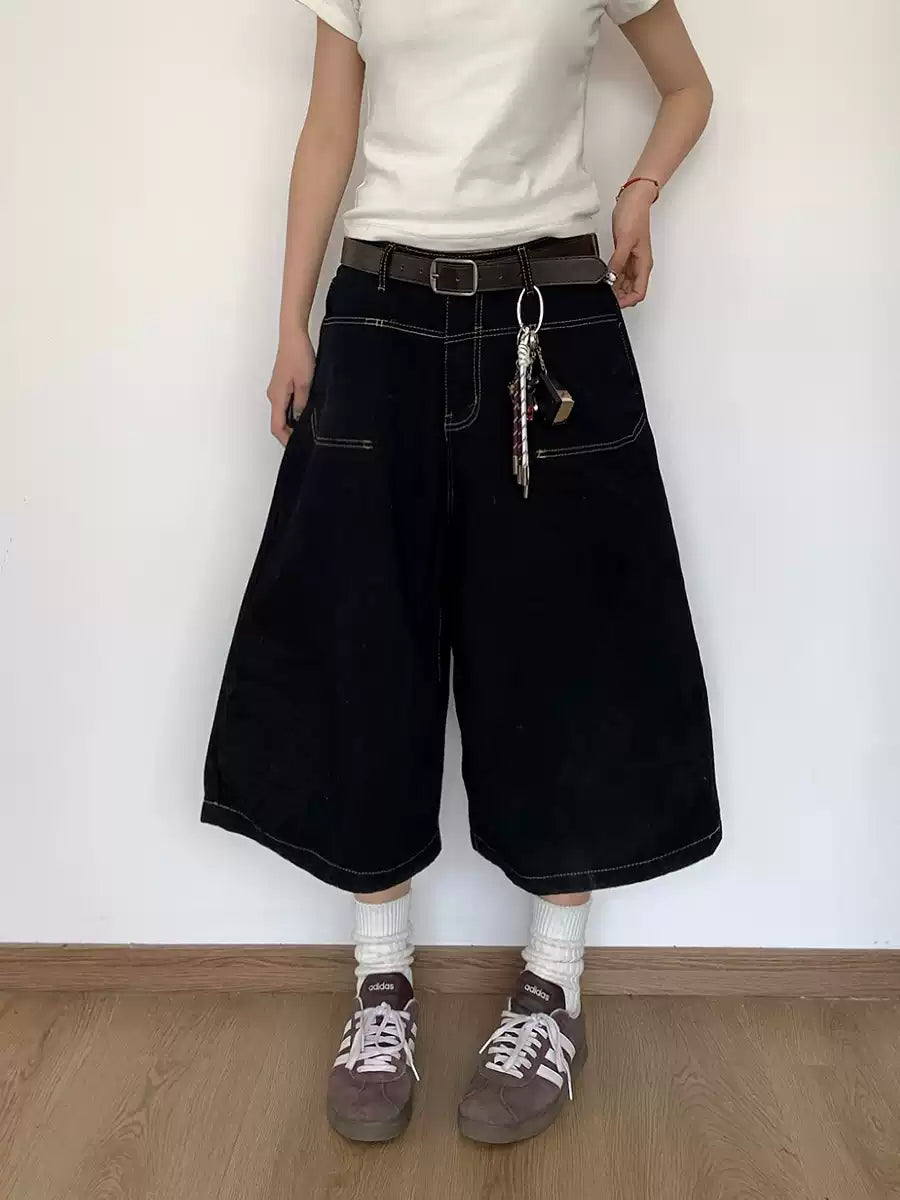7分丈ワイドデニムパンツ    N415