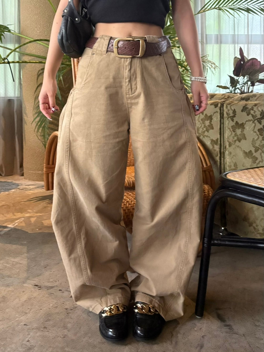 シーム入りカーブシルエットワークパンツ KT002
