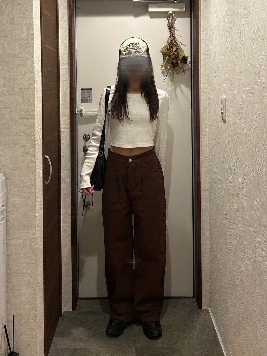 カフェブラウン・ツータックワイドデニム OT-011