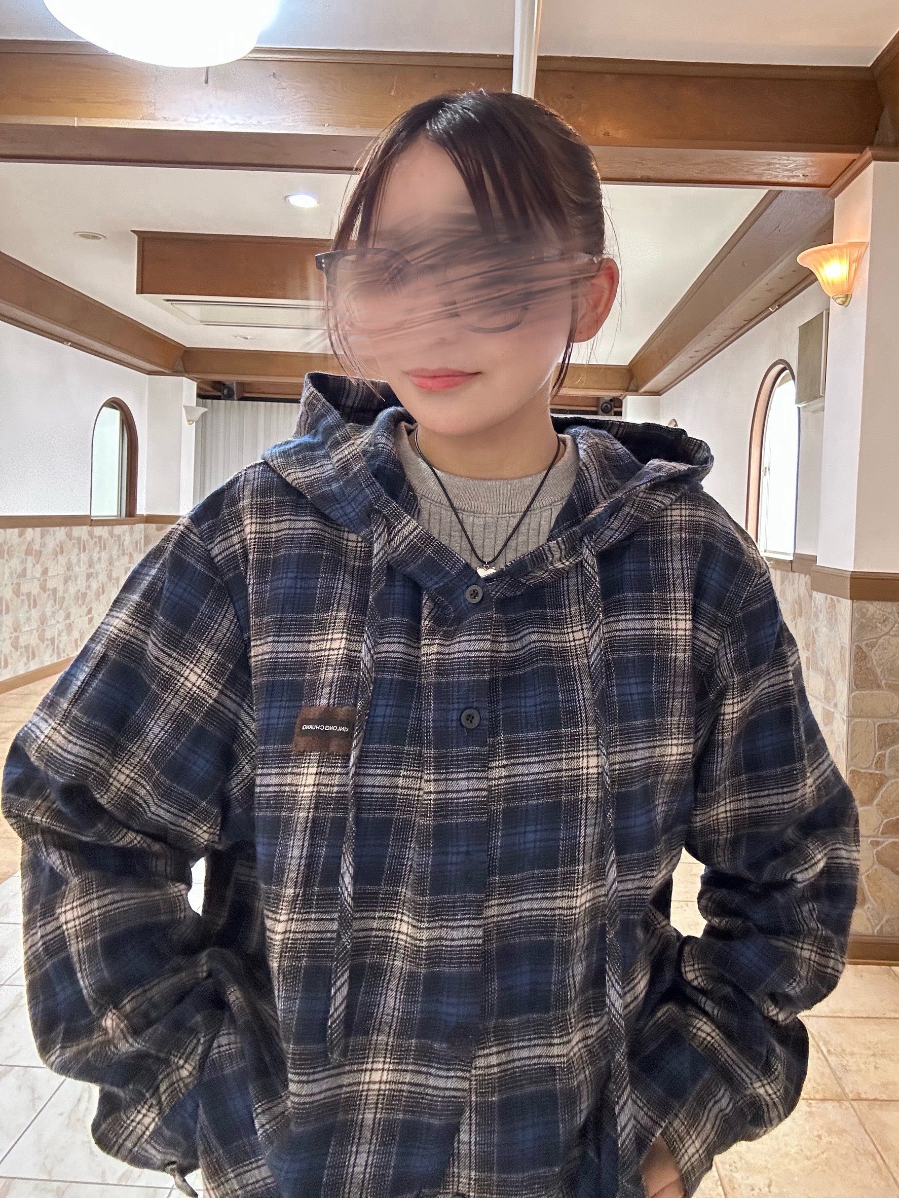 フーデッド・オーバーサイズネルシャツ　YT002