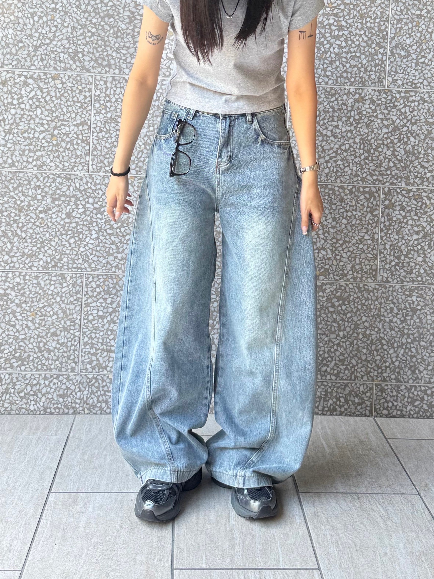 3Dカーブ・アイスウォッシュワイドデニム TM-004