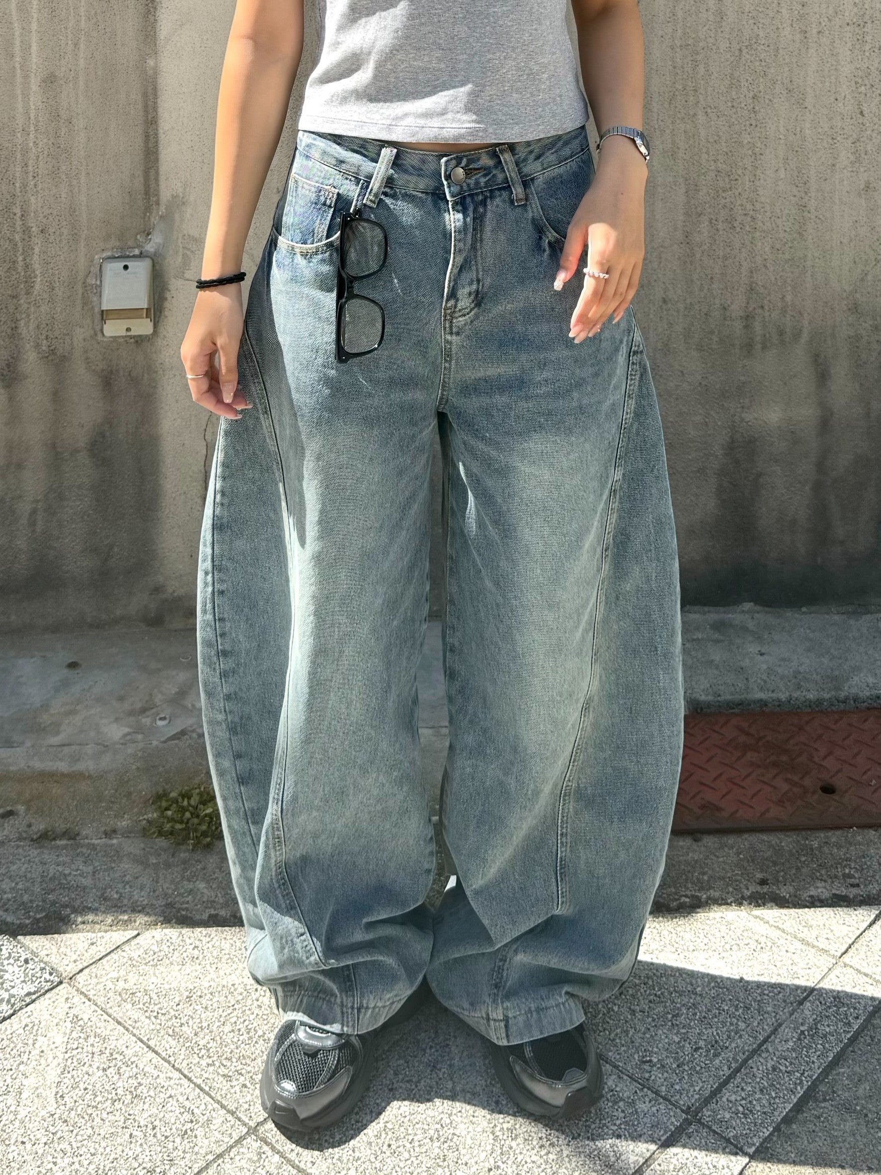 3Dカーブ・アイスウォッシュワイドデニム TM-004