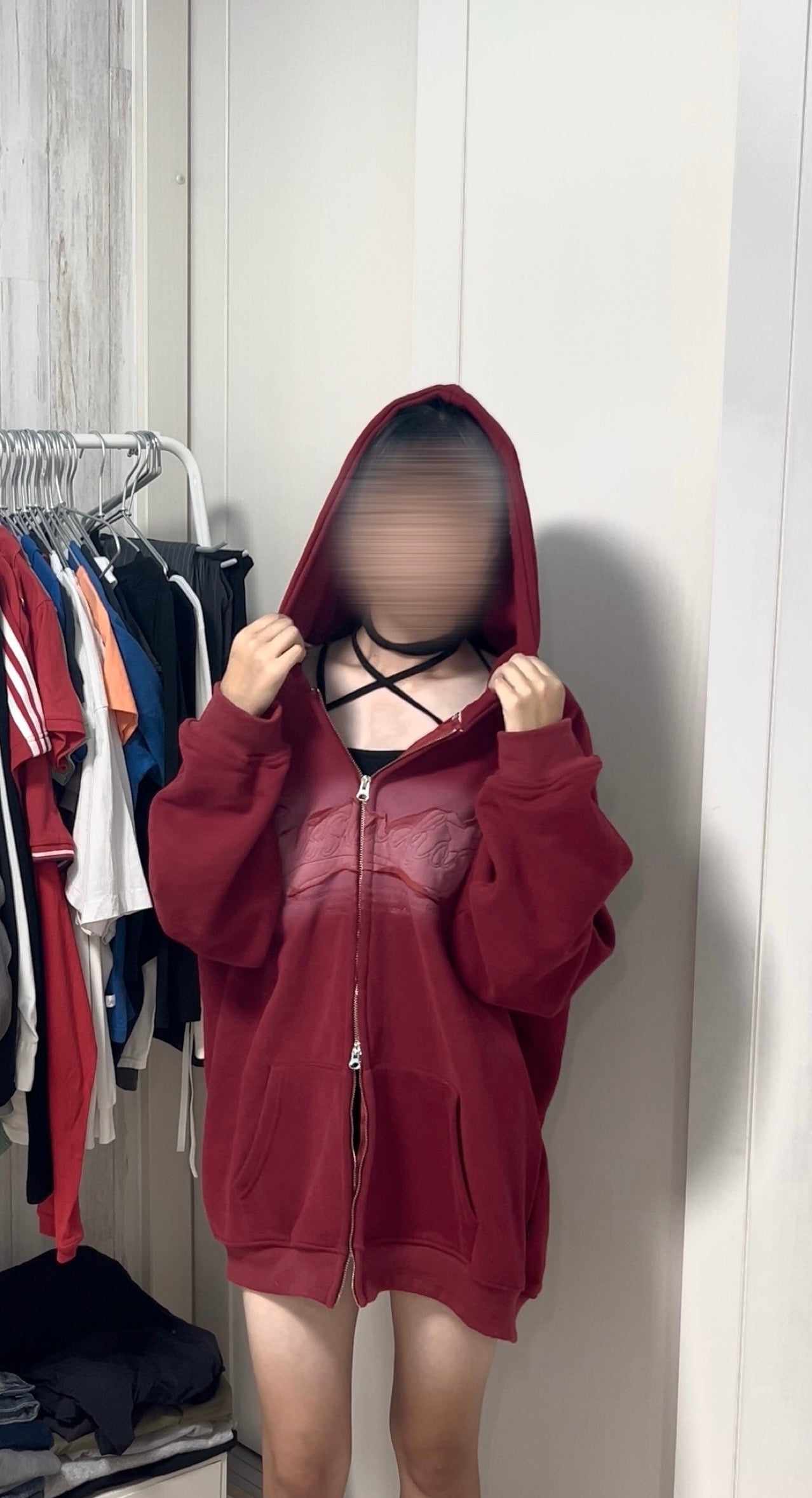 nagonstans オーバーサイズパーカーベスト　新品未使　M セール】Oversized logo hoodie / オーバーサイズロゴフーディー