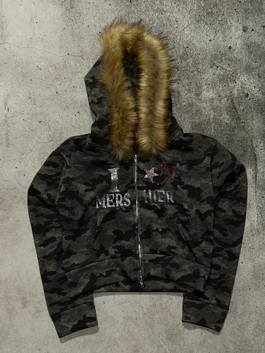 カモフラファーフーディショートブルゾン LLS012