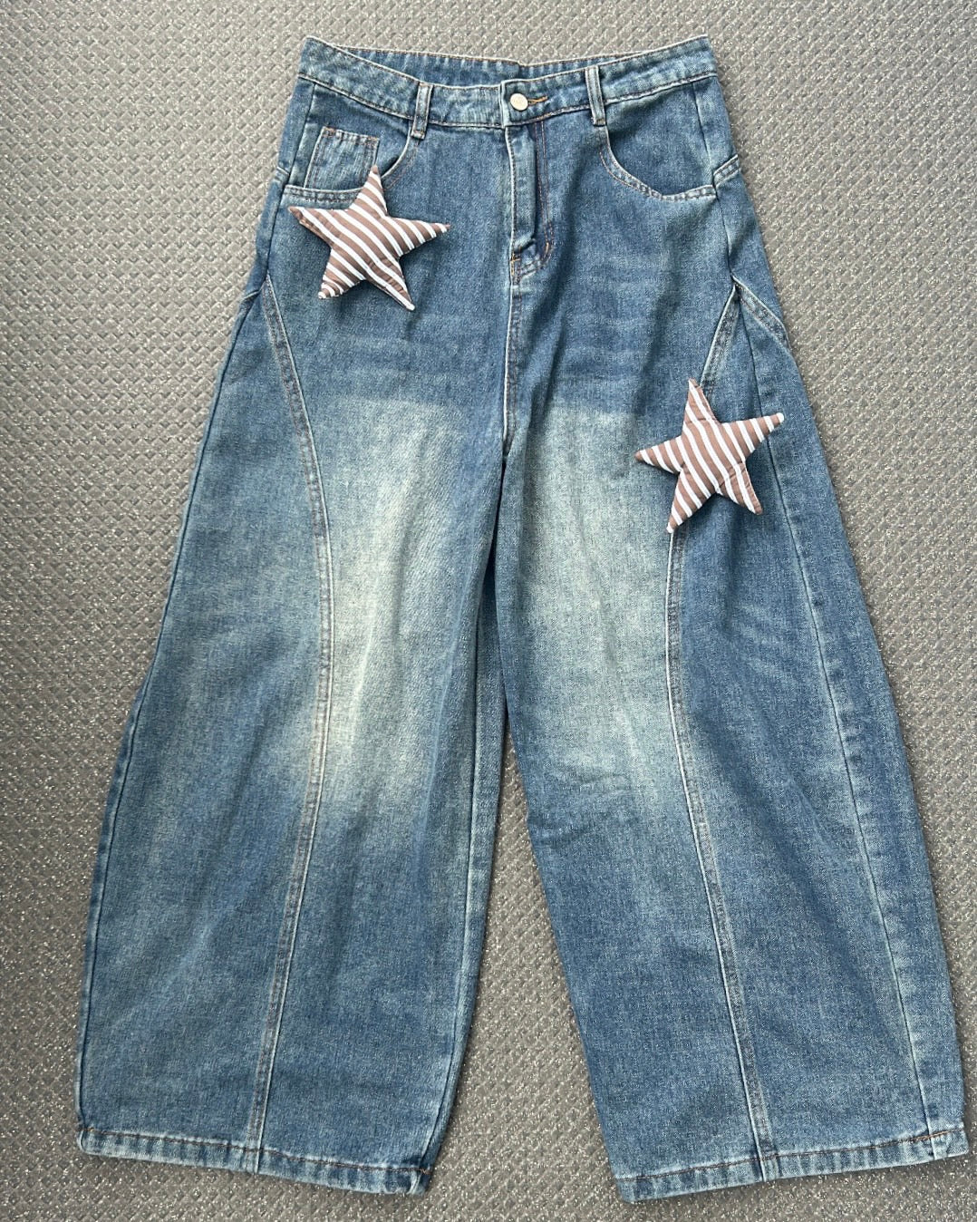 スターパッチワークワイドデニムパンツ　BY-003