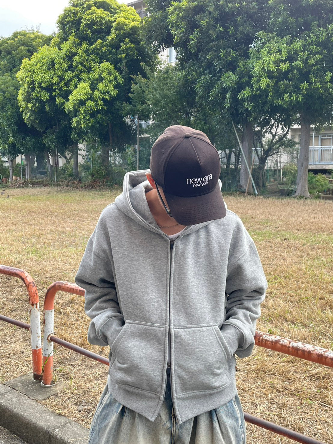 ボクシーフィット裏起毛ジップパーカ YMA-001