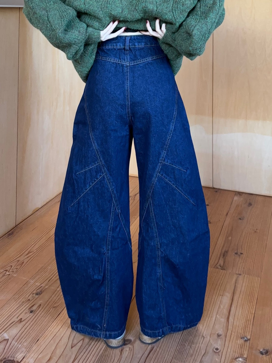 サイドボタンデザインワイドデニムパンツ SCK-032