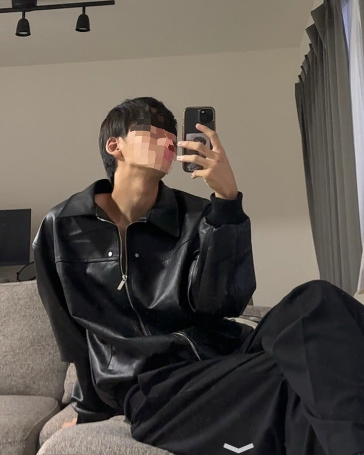 ヴィンテージフェイクレザーブルゾン HOR-001