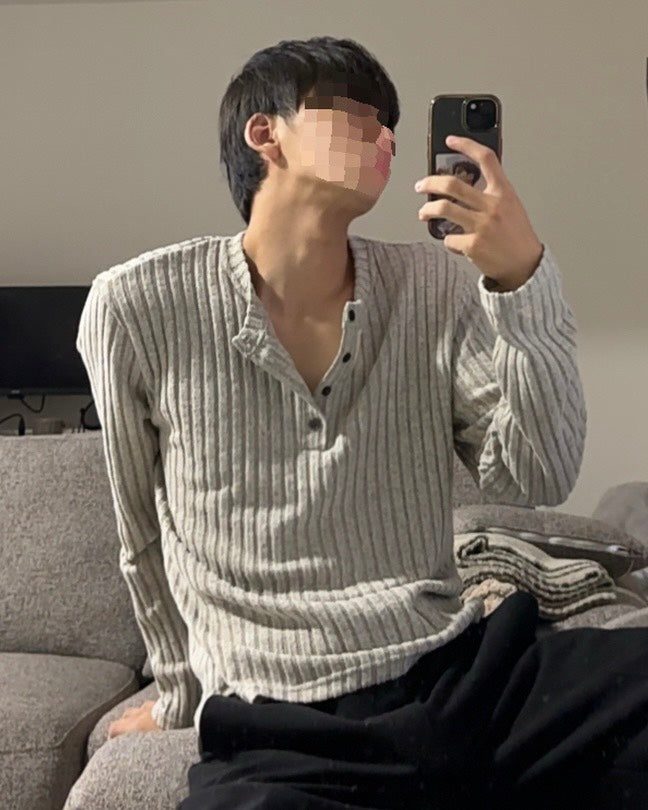 コンパクトリブヘンリーネックニット HOR-002