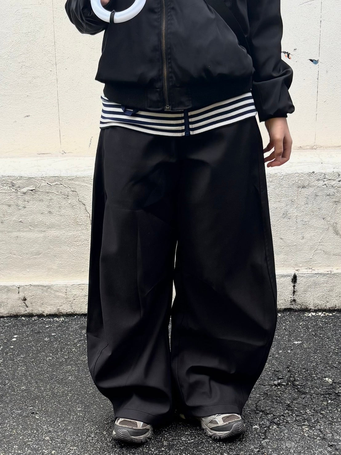 タックワイドハイウエストスラックスパンツ　PC007