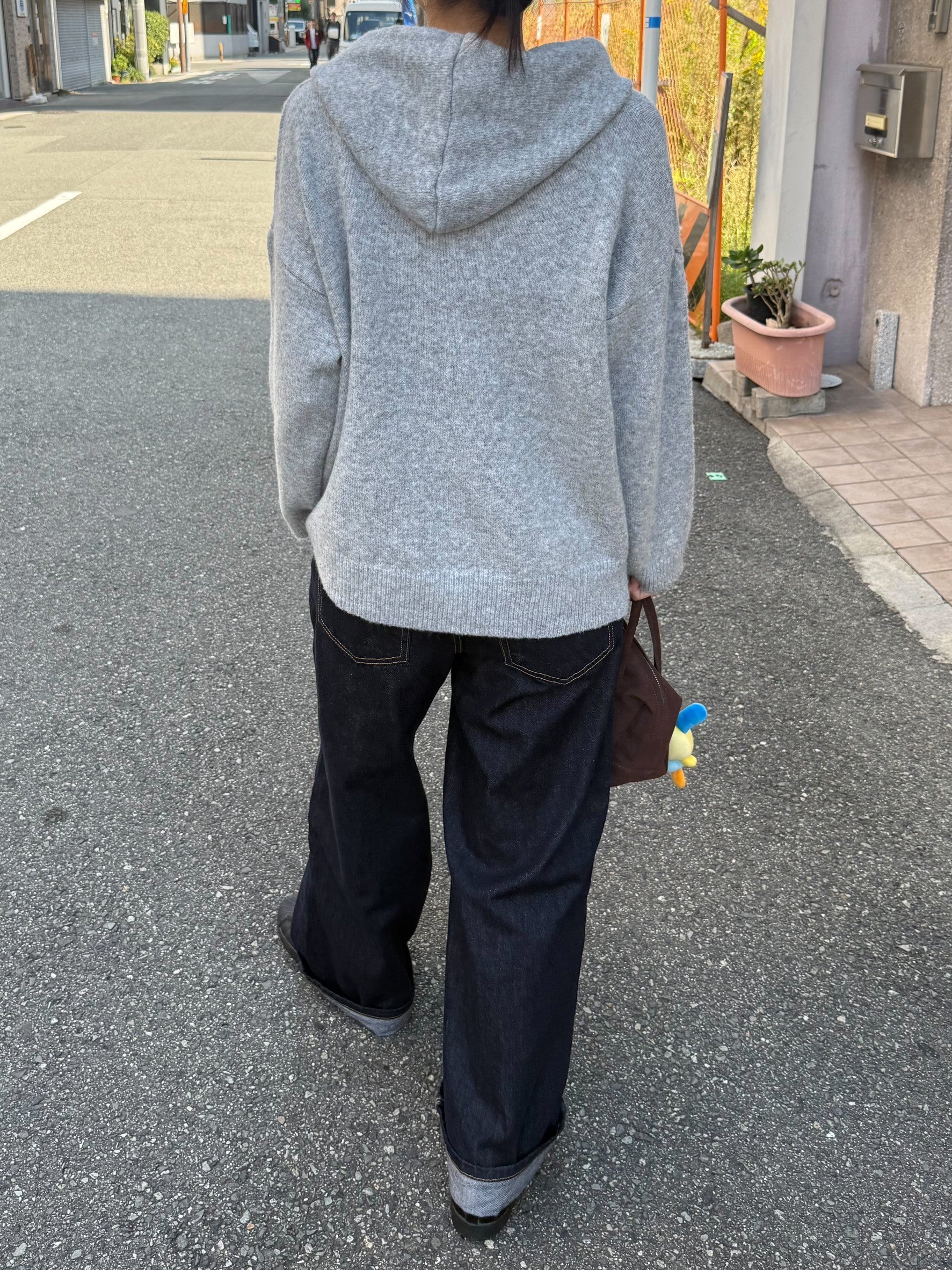 ソフトニットフードカーディガン TM-007