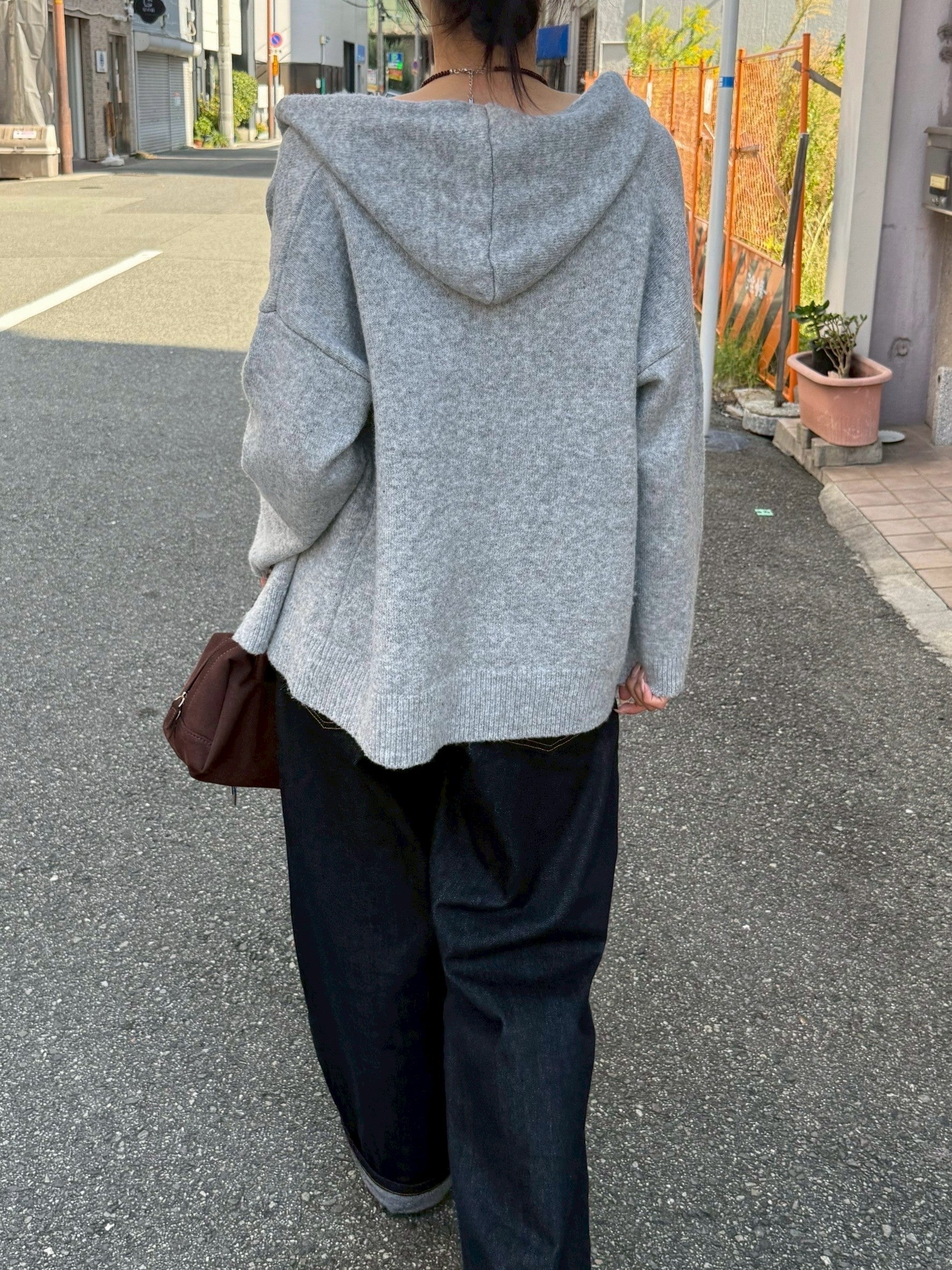 ソフトニットフードカーディガン TM-007