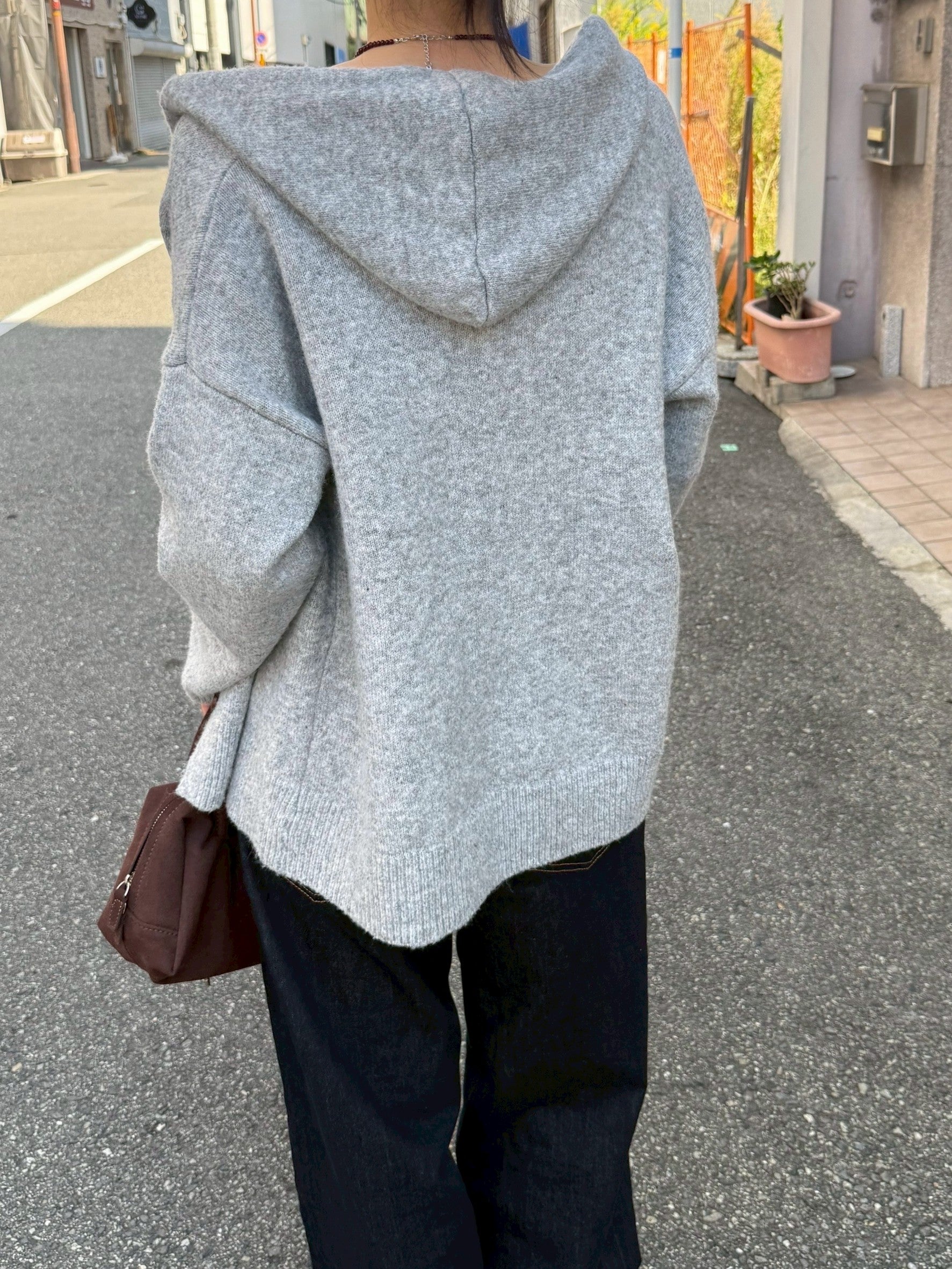 ソフトニットフードカーディガン TM-007