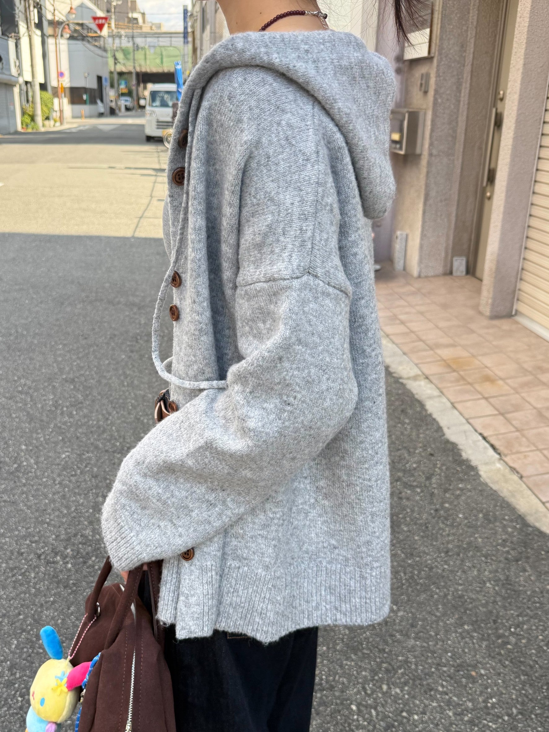 ソフトニットフードカーディガン TM-007