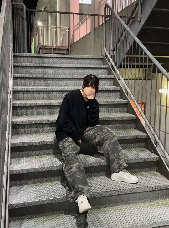 ヴィンテージカモカーゴワイドパンツ　AT006