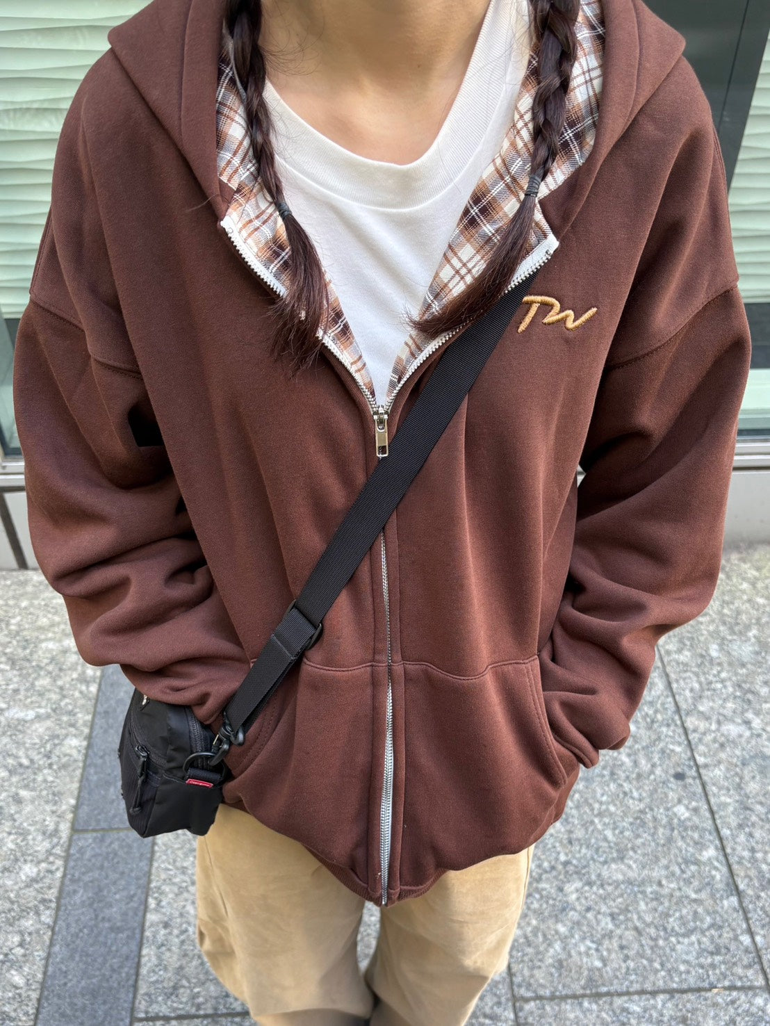 チェック裏地オーバーサイズフーディ SYA-004