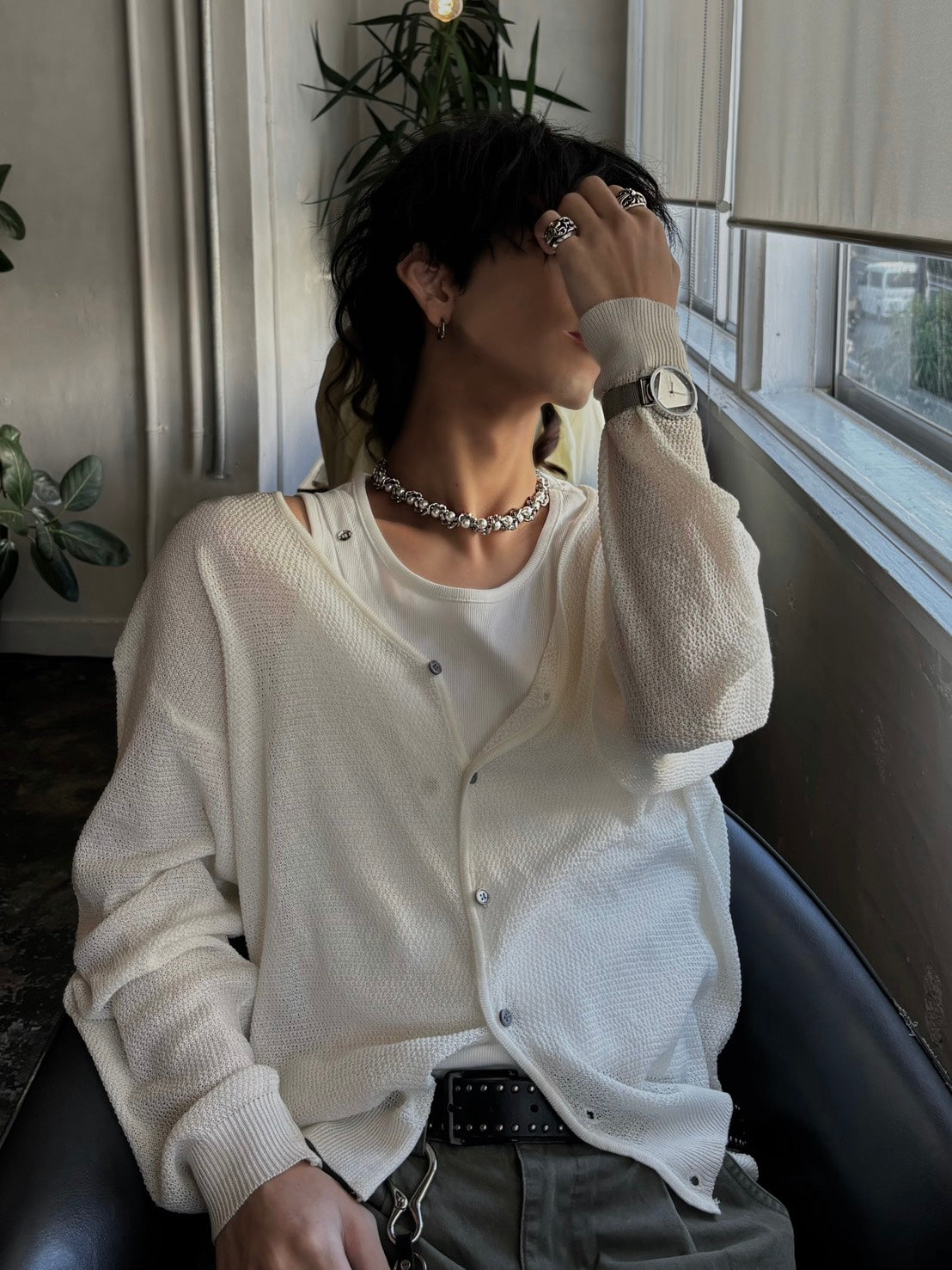 フラワーモチーフキューバンネックレス KES-004