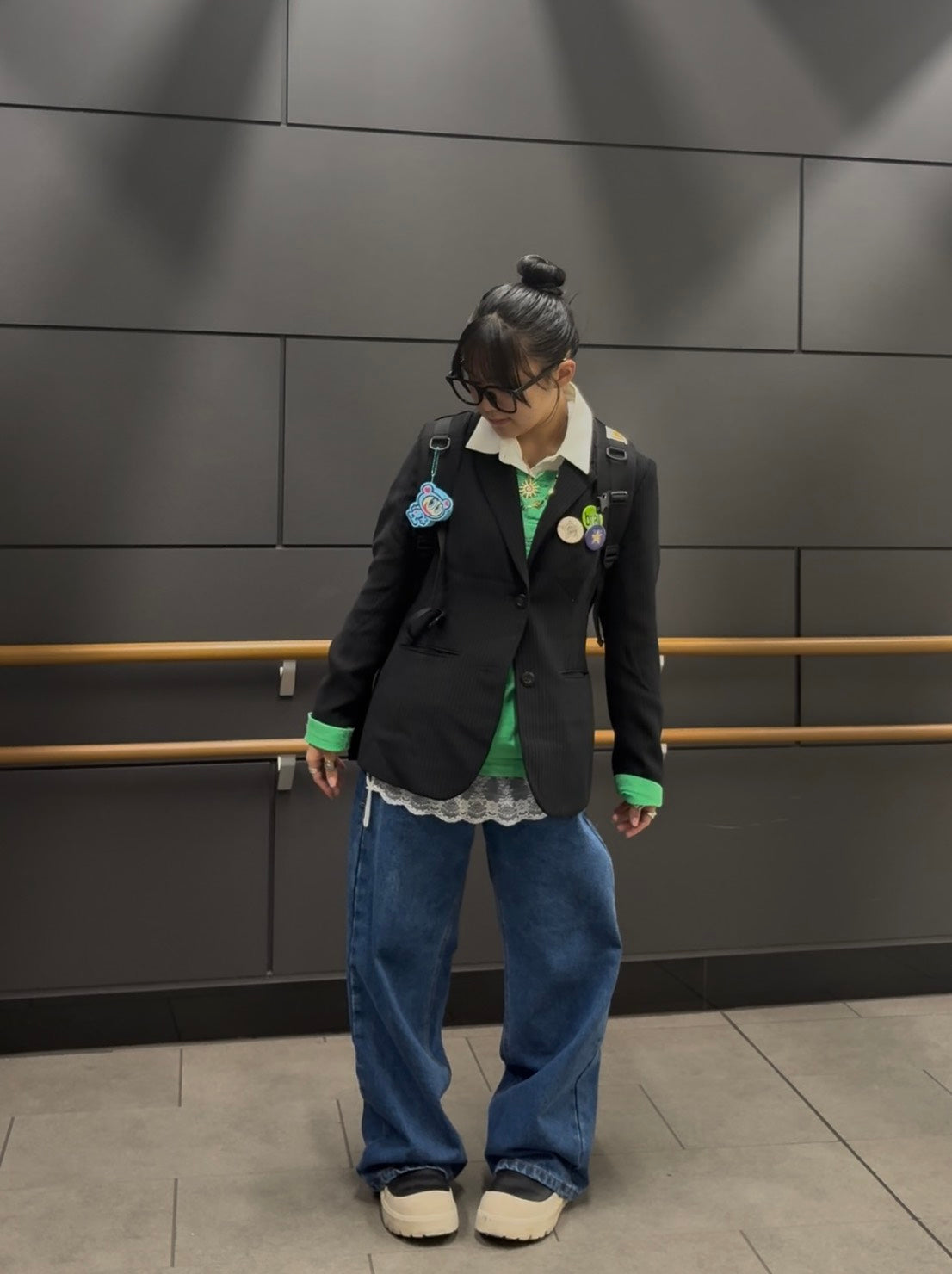 バックアートプリントワイドデニムパンツ TR-008