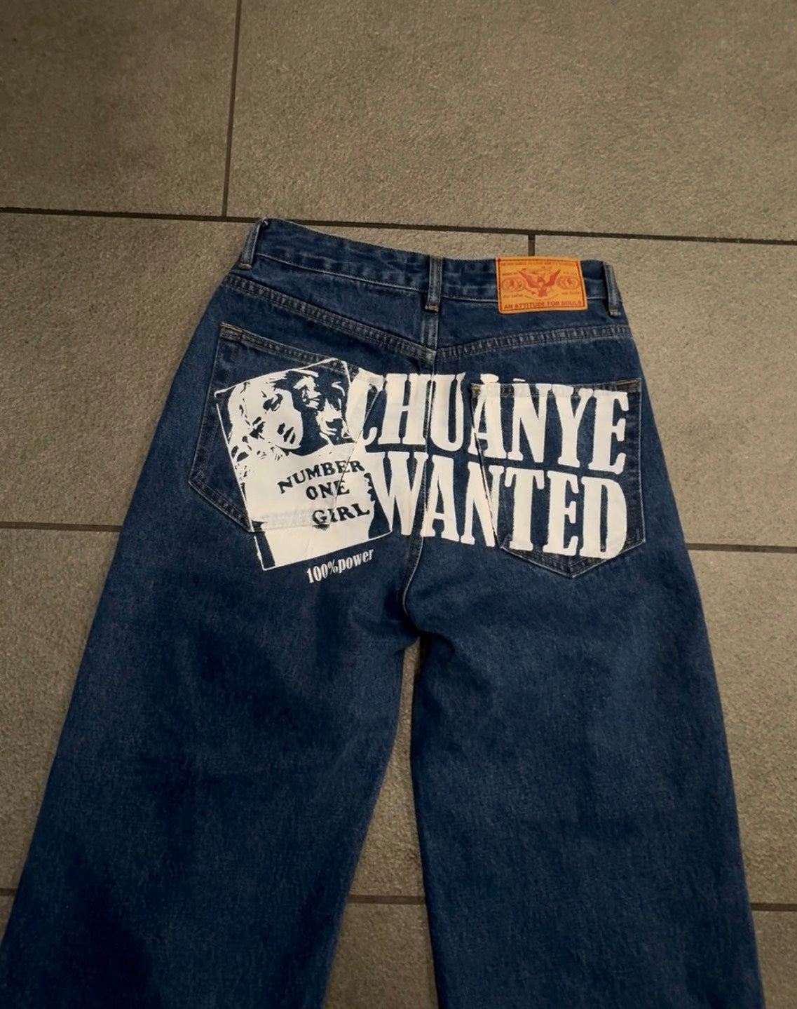 バックアートプリントワイドデニムパンツ TR-008