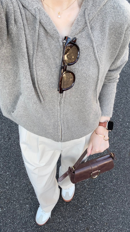 ウールタッチジップニットパーカー　CLG004