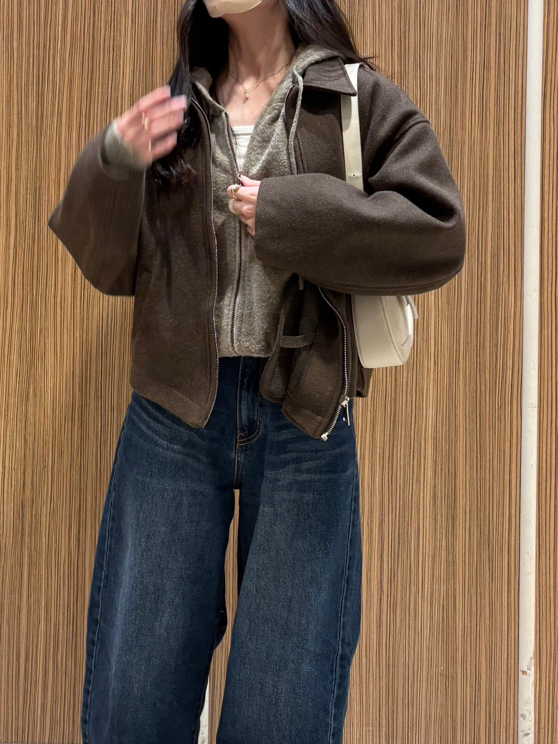 ウールタッチジップニットパーカー　CLG004