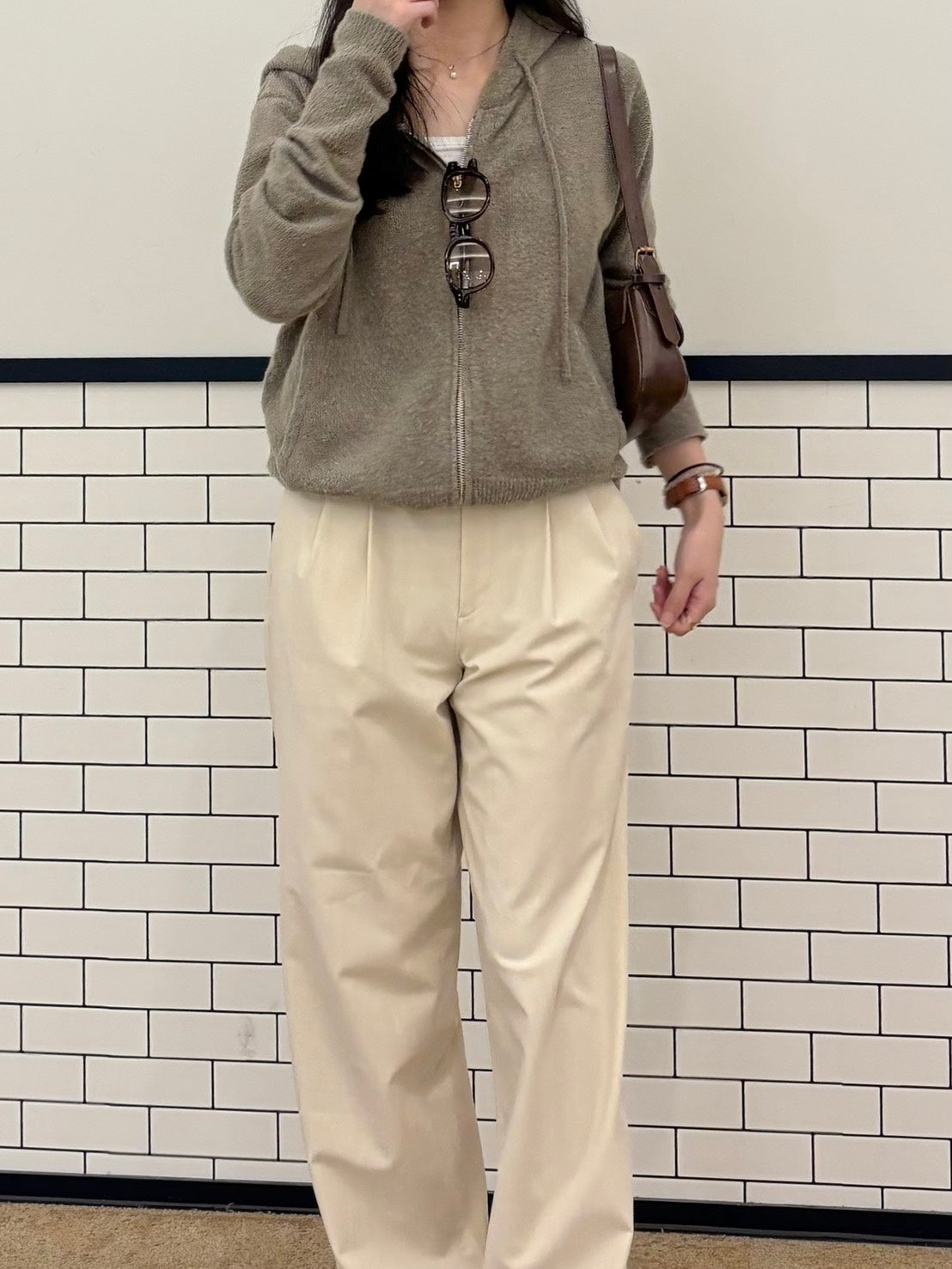 ウールタッチジップニットパーカー　CLG004