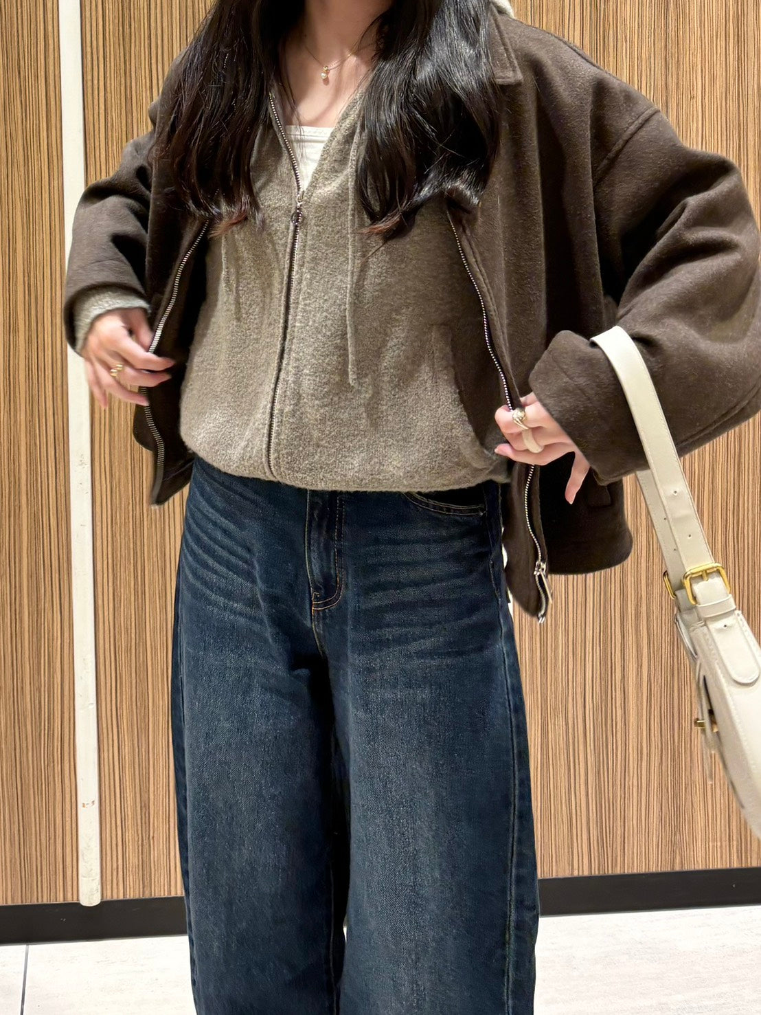 ウールタッチジップニットパーカー　CLG004