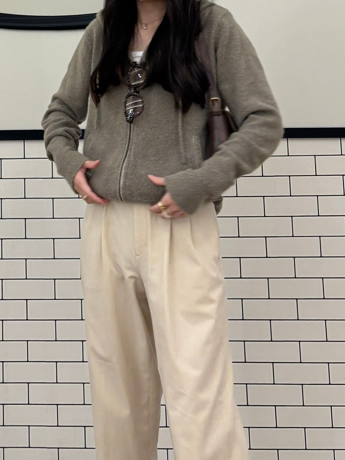 ウールタッチジップニットパーカー　CLG004