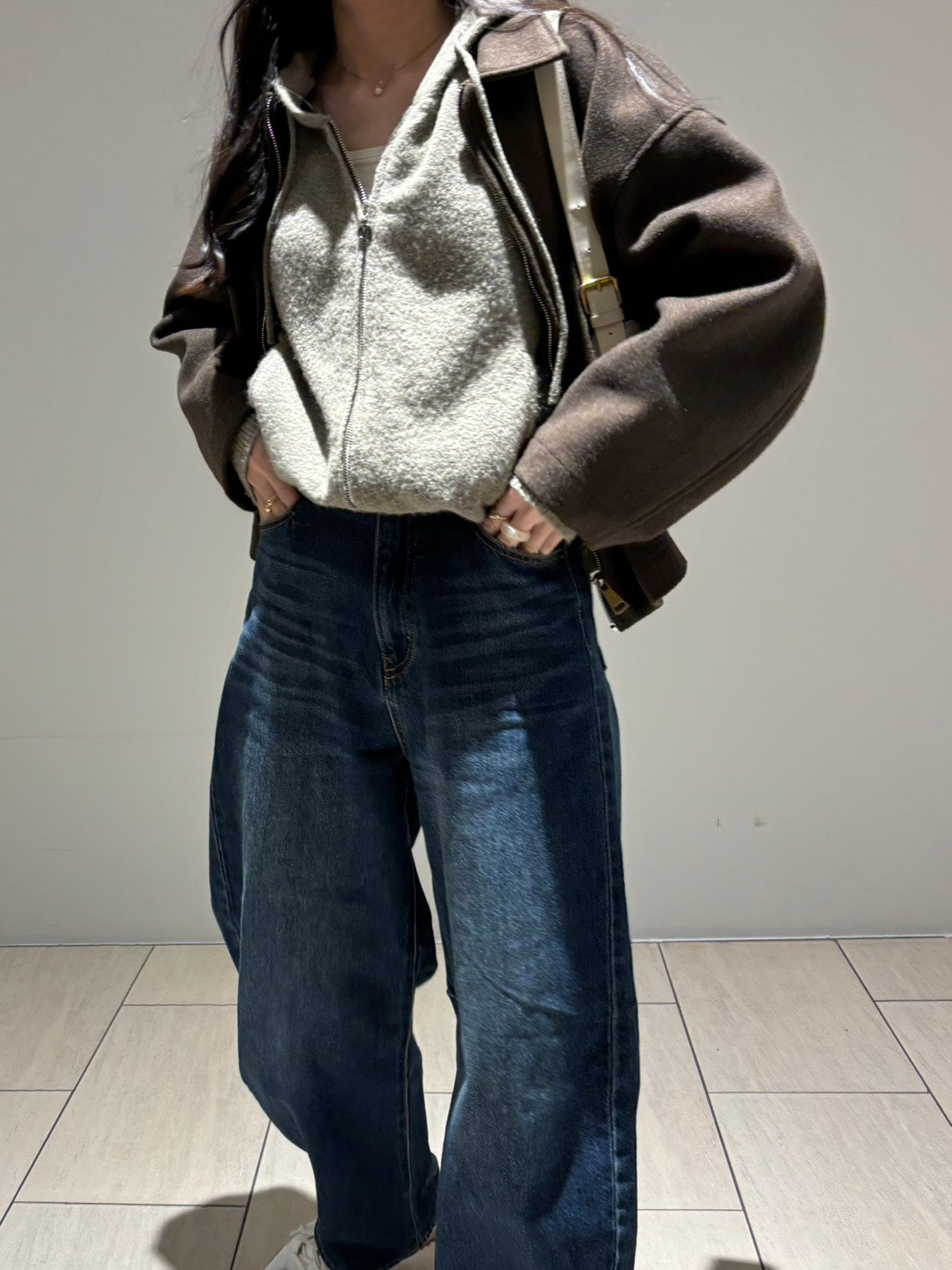 ウールタッチジップニットパーカー　CLG004