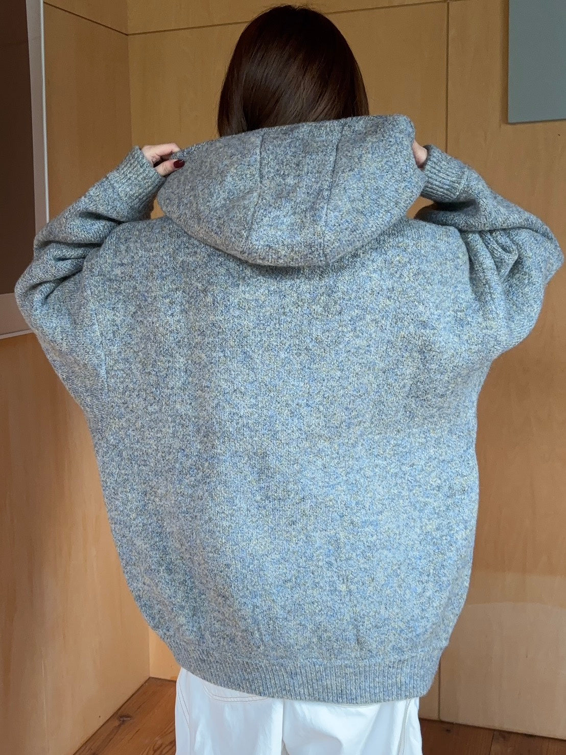 メランジウールジップニットフーディジャケット　SCK-034