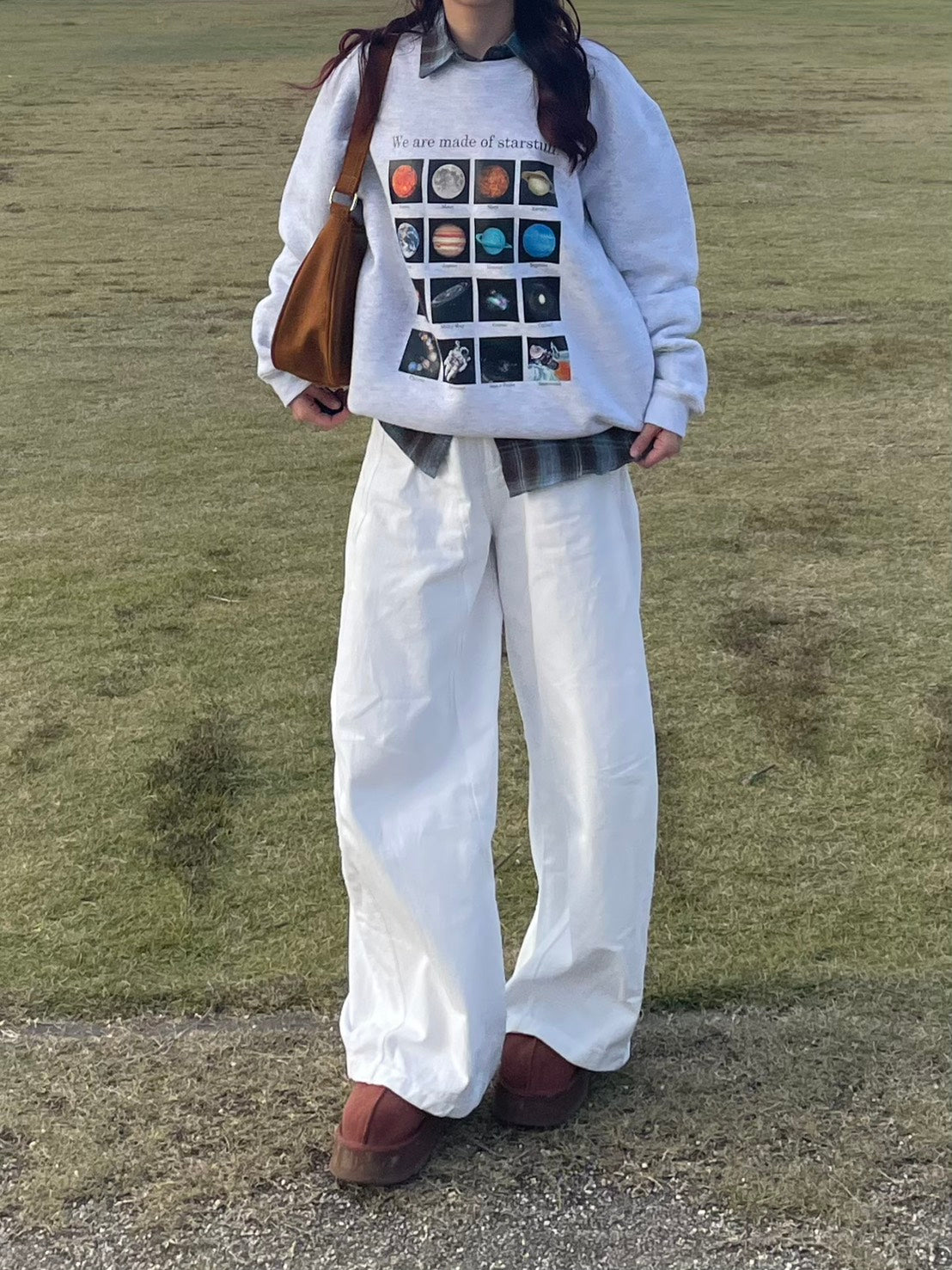 ブラウンブルーチェックネルシャツ／ルーズ BIBI-006